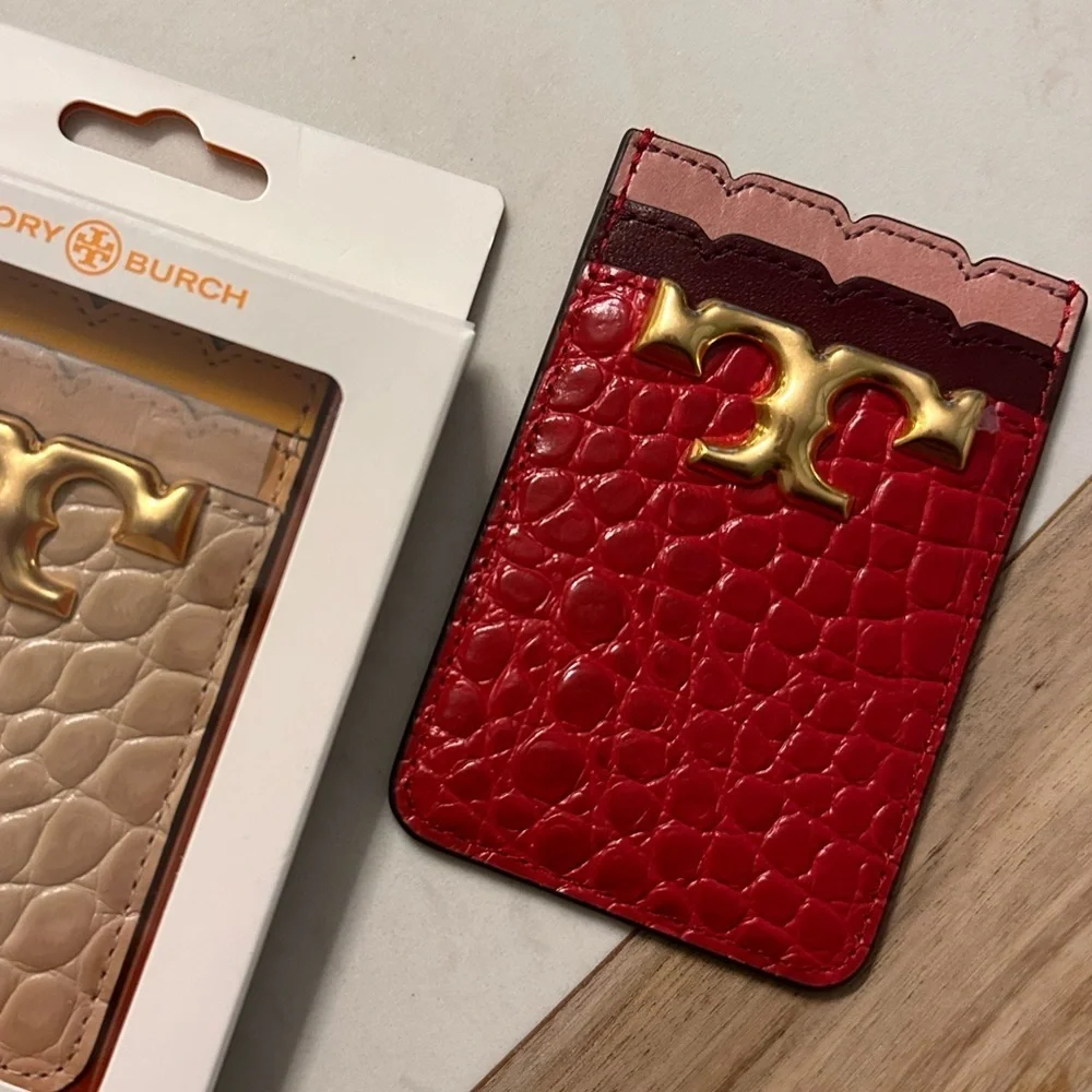 NWT! NEW! Tory Burch Eleanor Gold Logo Phone Card Pocket Holder(Last one no box)